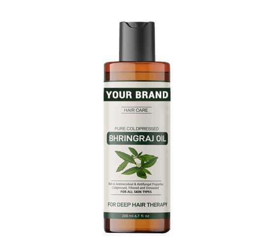 Bottle of hair oil with natural ingredients
